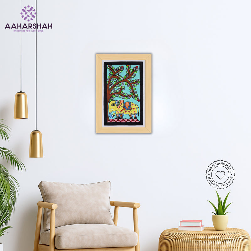 vibrant handmade elephant painting-depicting indian folk traditions