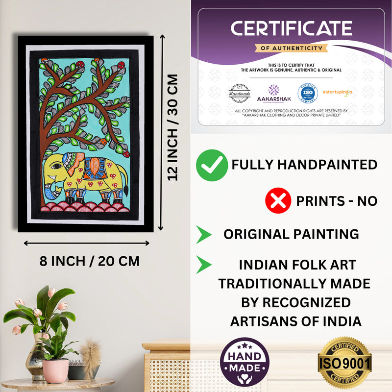 handmade iso certified-elephant madhubani painting