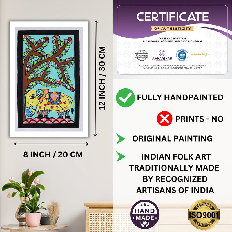 handmade iso certified-elephant madhubani painting