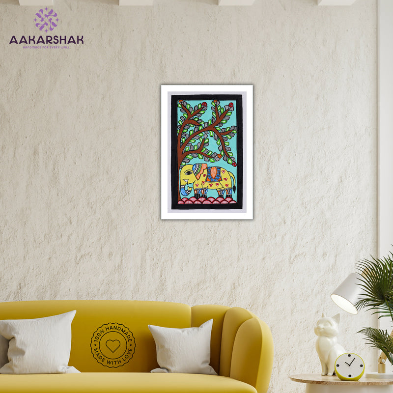 vibrant handmade elephant painting-depicting indian folk traditions