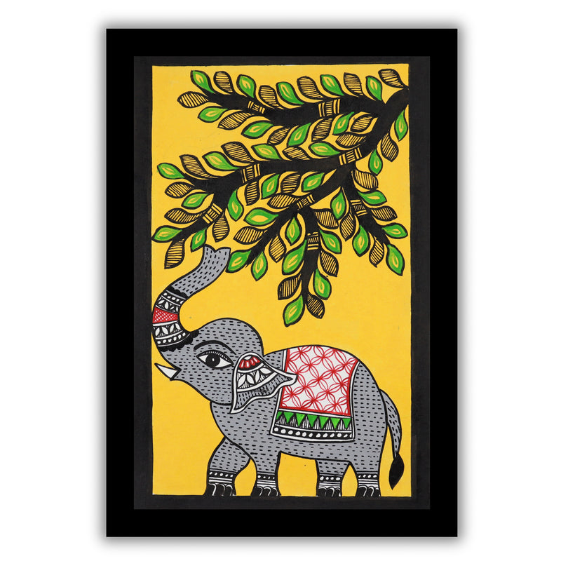 handmade madhubani painting painting elephant-in vibrant traditional folk art style