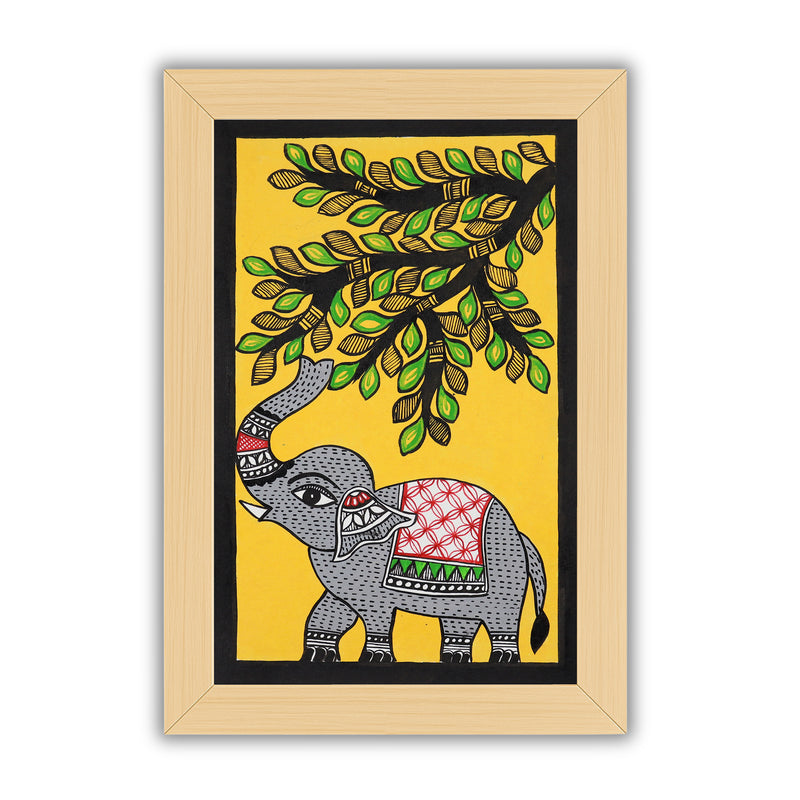 handmade madhubani painting painting elephant-in vibrant traditional folk art style