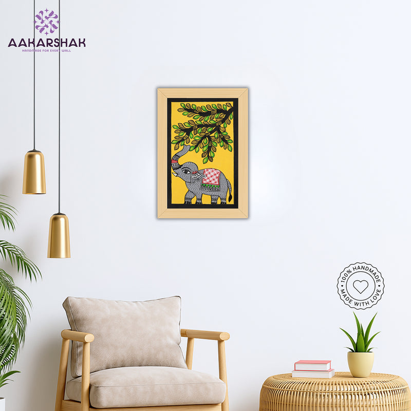 vibrant handmade elephant painting-depicting indian folk traditions