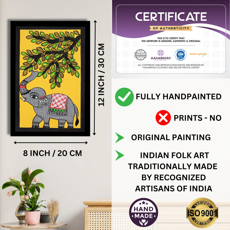 handmade iso certified-elephant madhubani painting