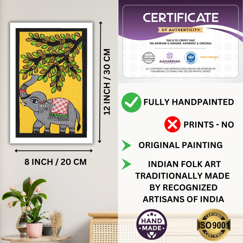 handmade iso certified-elephant madhubani painting