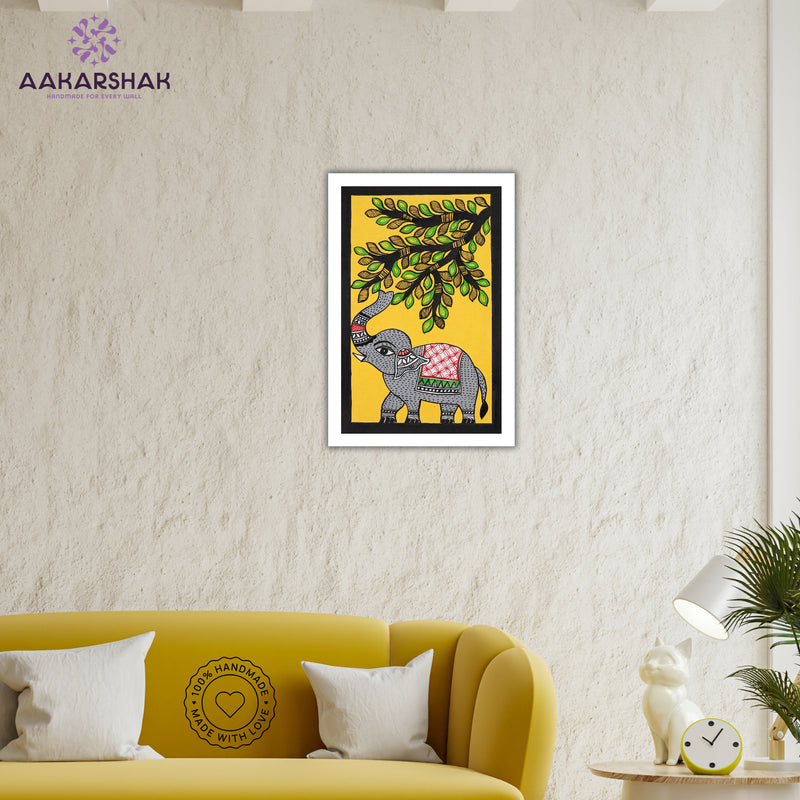 vibrant handmade elephant painting-depicting indian folk traditions