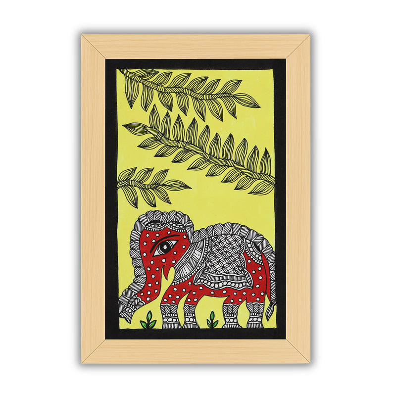 handmade madhubani painting painting elephant-in vibrant traditional folk art style