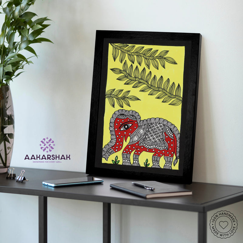 vibrant handmade elephant painting-depicting indian folk traditions
