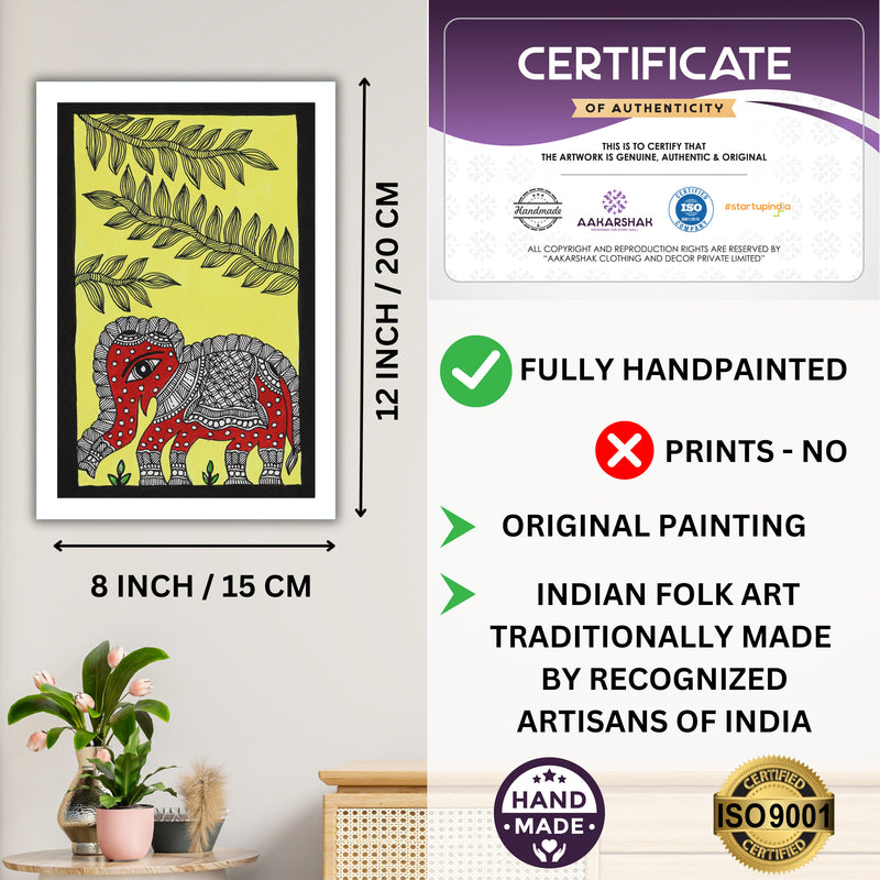 handmade iso certified-elephant madhubani painting