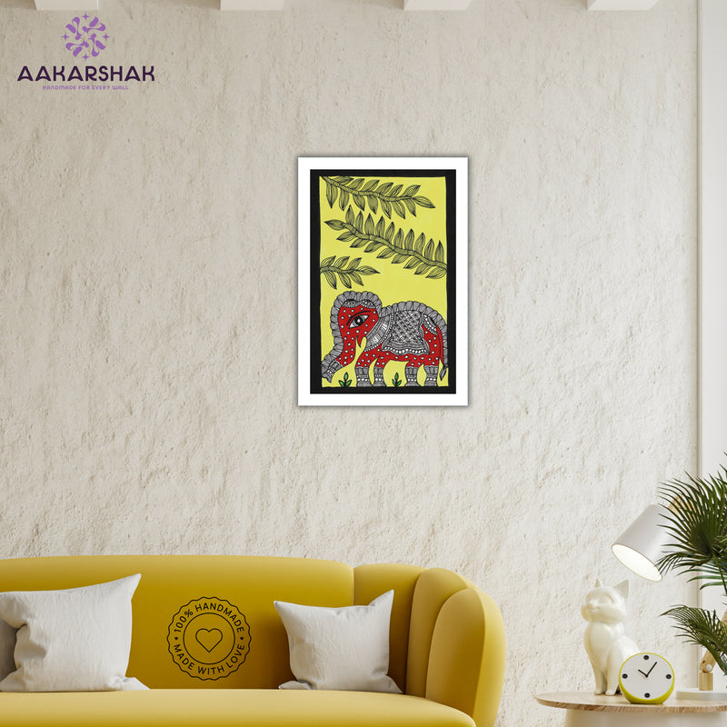 vibrant handmade elephant painting-depicting indian folk traditions