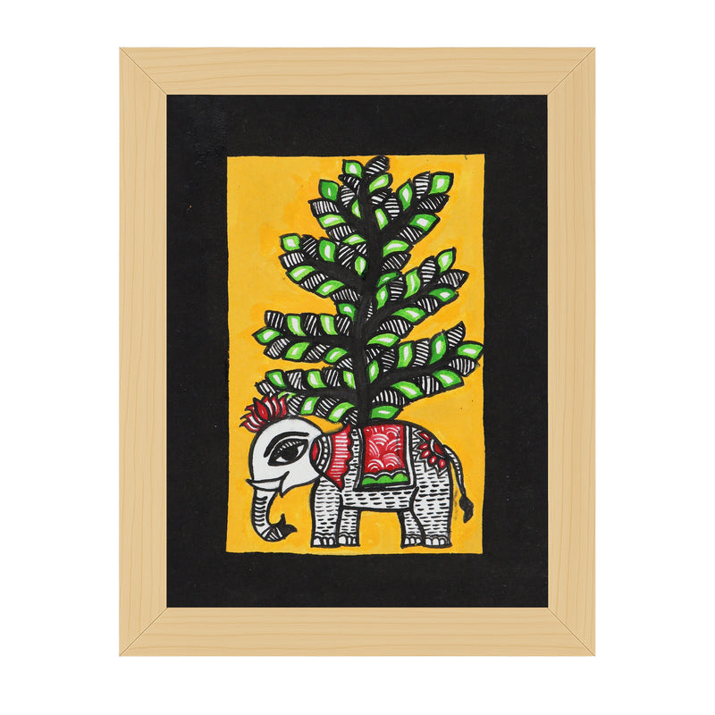 handmade madhubani painting elephant-in vibrant traditional folk art style