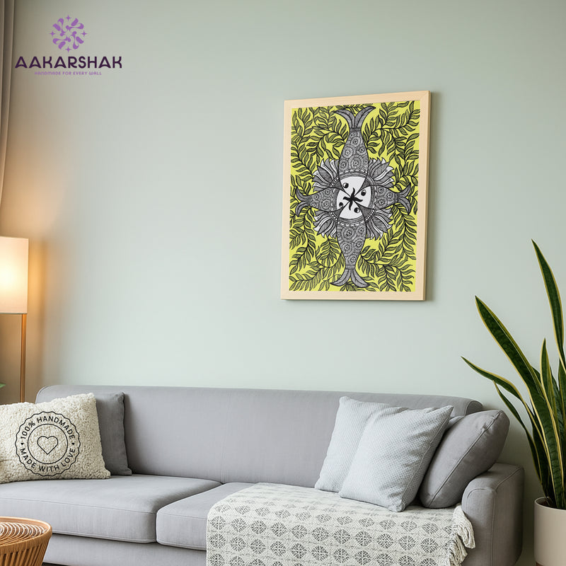 vibrant handmade fish painting-depicting indian folk traditions