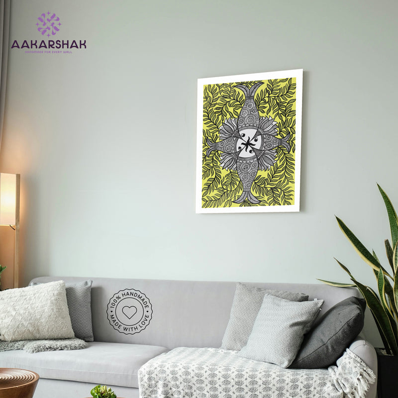vibrant handmade fish painting-depicting indian folk traditions