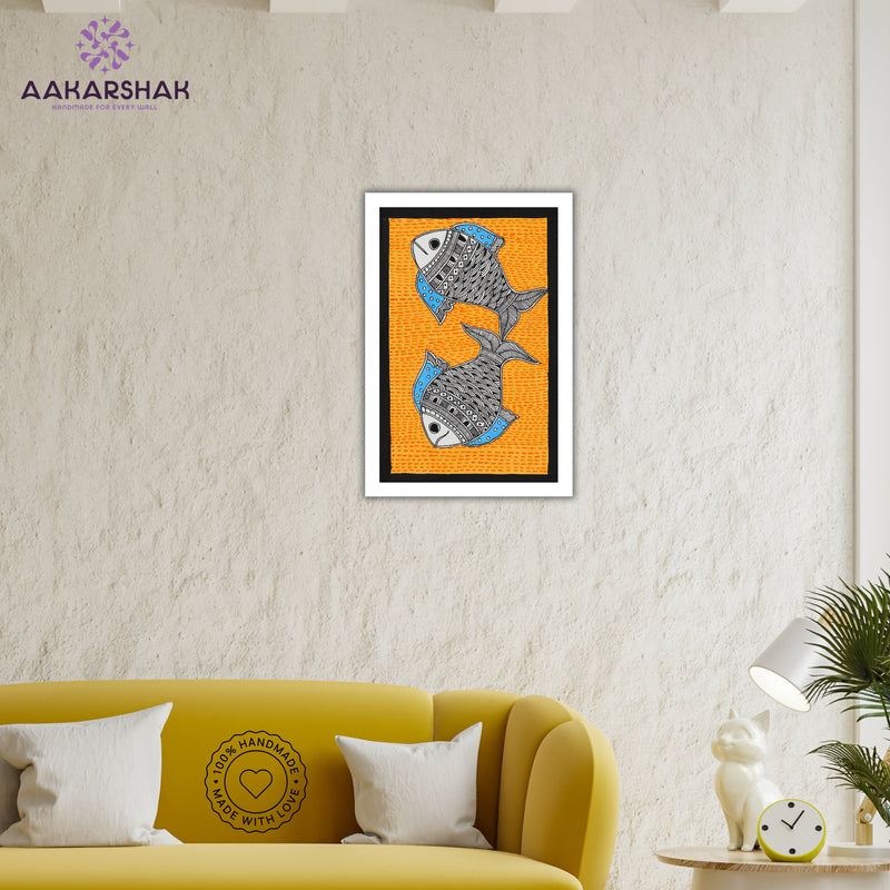 vibrant handmade fish painting-depicting indian folk traditions