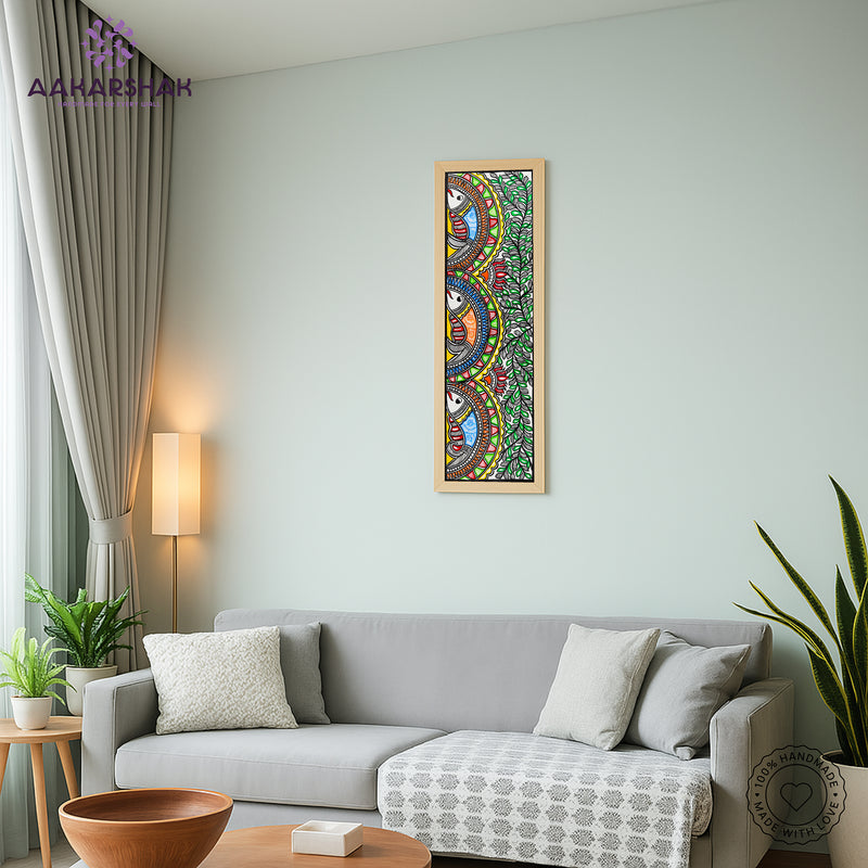 vibrant handmade fish painting-depicting indian folk traditions