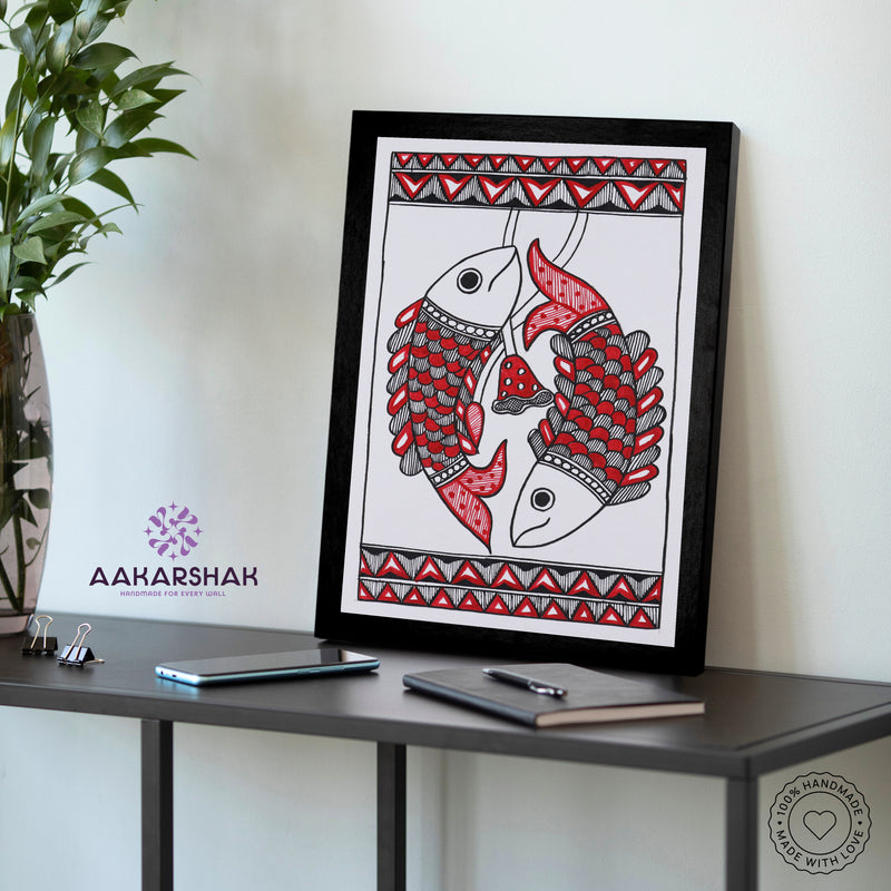vibrant handmade fish painting-depicting indian folk traditions