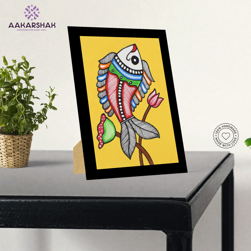 vibrant handmade madhubani painting-depicting indian folk traditions