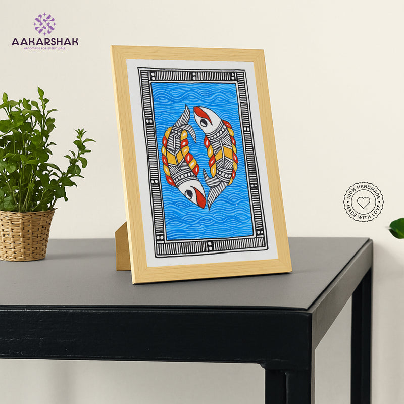 vibrant handmade madhubani painting-depicting indian folk traditions