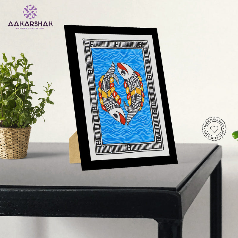 vibrant handmade madhubani painting-depicting indian folk traditions