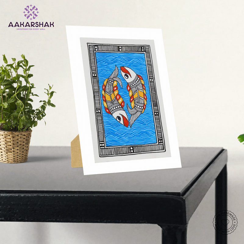 vibrant handmade madhubani painting-depicting indian folk traditions