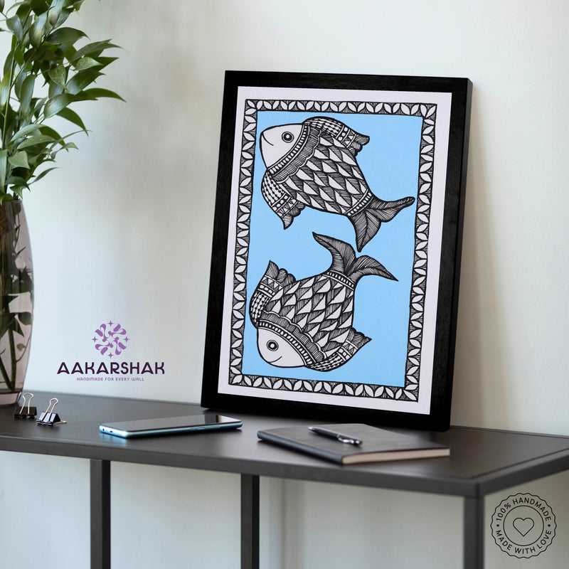 vibrant handmade fish painting-depicting indian folk traditions