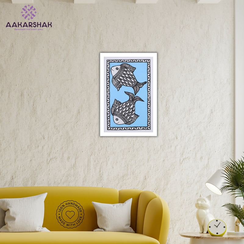 vibrant handmade fish painting-depicting indian folk traditions