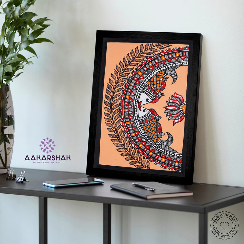 vibrant handmade fish painting-depicting indian folk traditions