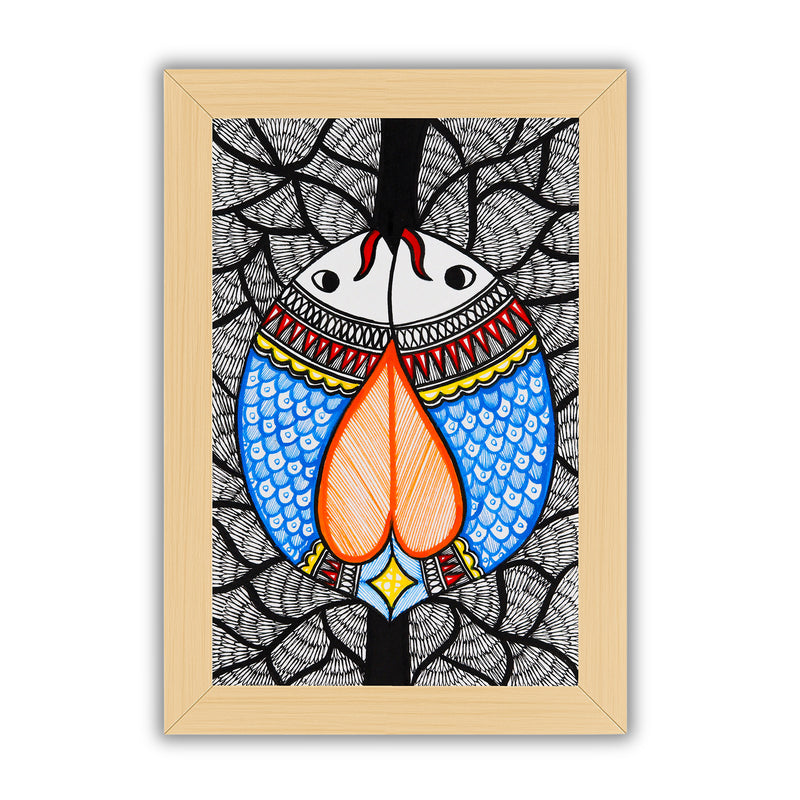 handmade madhubani painting painting fish-in vibrant traditional folk art style