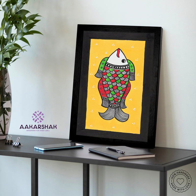 vibrant handmade fish painting-depicting indian folk traditions