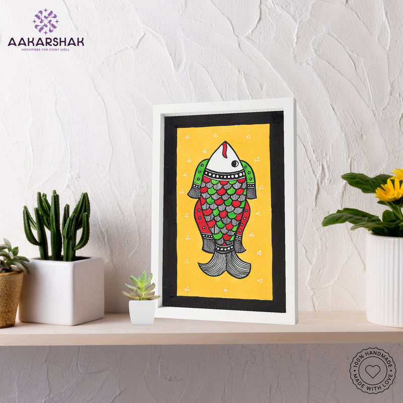 vibrant handmade fish painting-depicting indian folk traditions