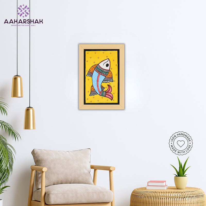 vibrant handmade fish painting-depicting indian folk traditions