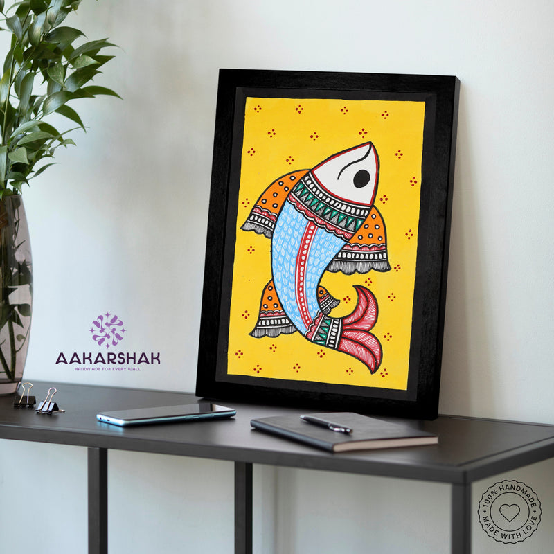 vibrant handmade fish painting-depicting indian folk traditions