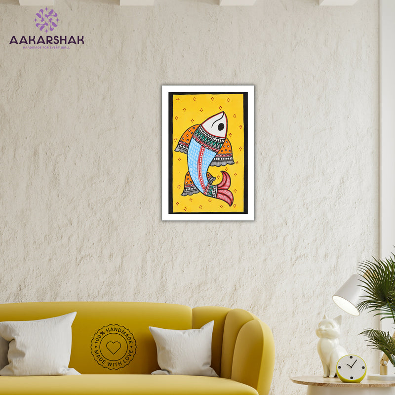 vibrant handmade fish painting-depicting indian folk traditions