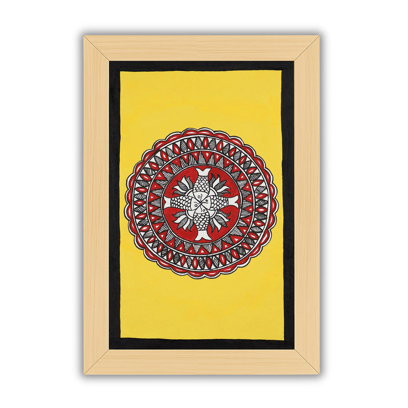 handmade madhubani painting painting fish-in vibrant traditional folk art style