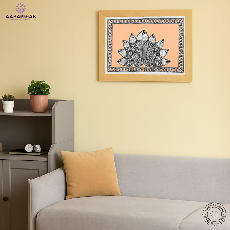 vibrant handmade fish painting-depicting indian folk traditions