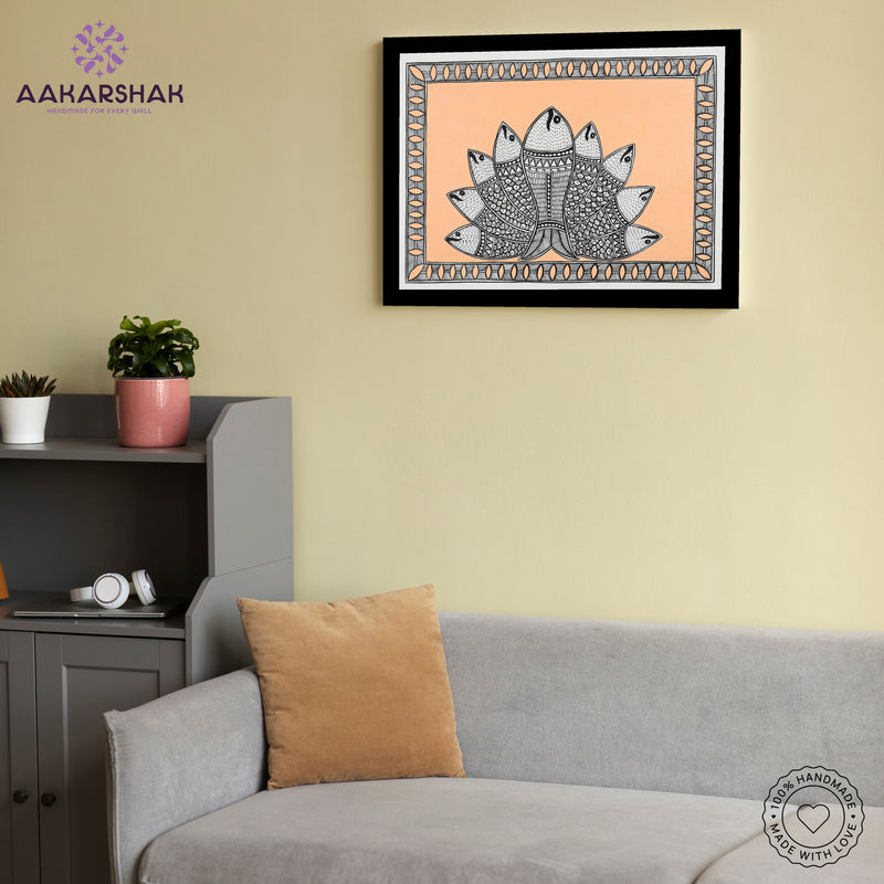 vibrant handmade fish painting-depicting indian folk traditions