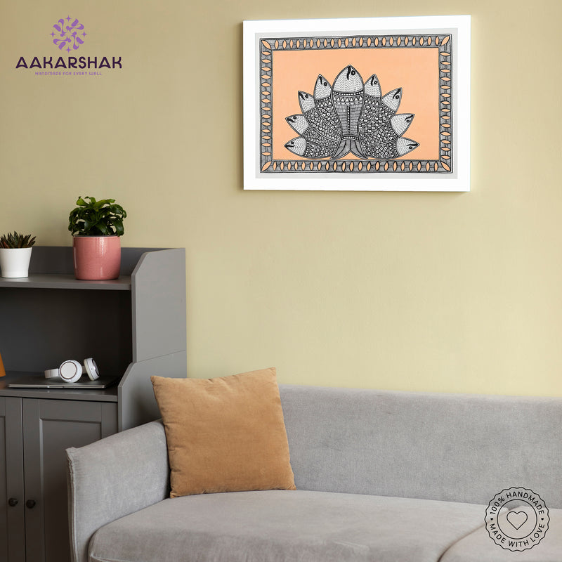 vibrant handmade fish painting-depicting indian folk traditions