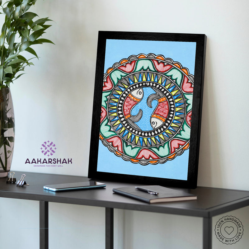 vibrant handmade fish painting-depicting indian folk traditions