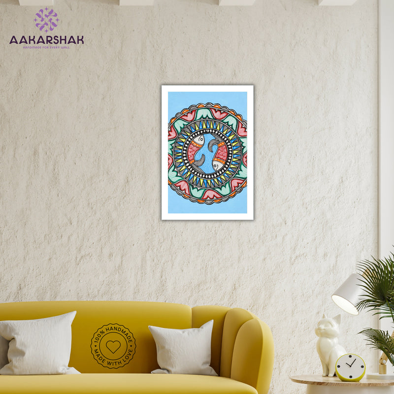 vibrant handmade fish painting-depicting indian folk traditions