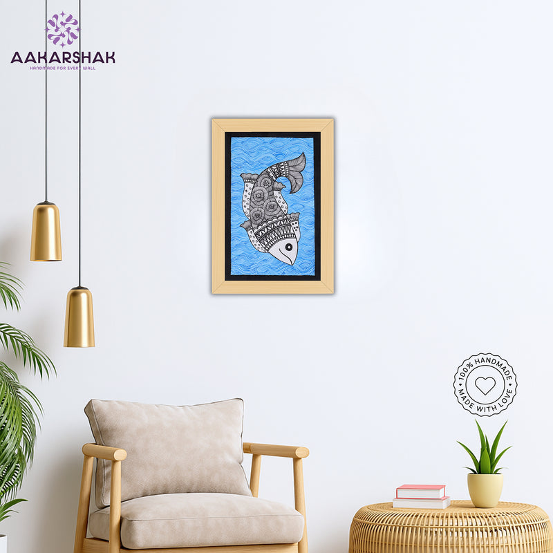 vibrant handmade fish painting-depicting indian folk traditions