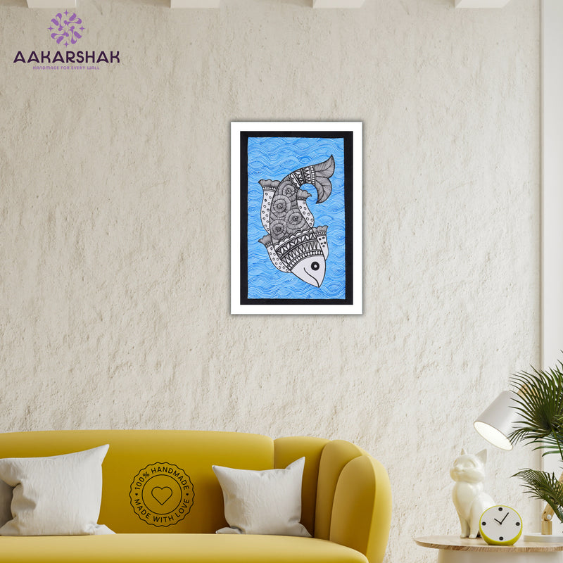 vibrant handmade fish painting-depicting indian folk traditions