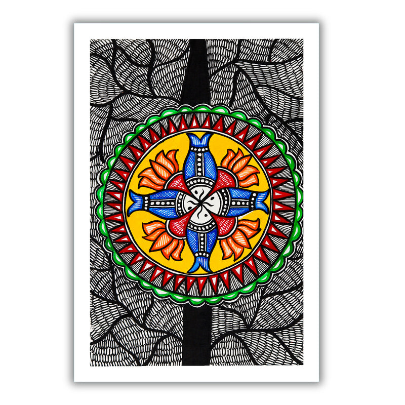 handmade madhubani painting painting fish-in vibrant traditional folk art style
