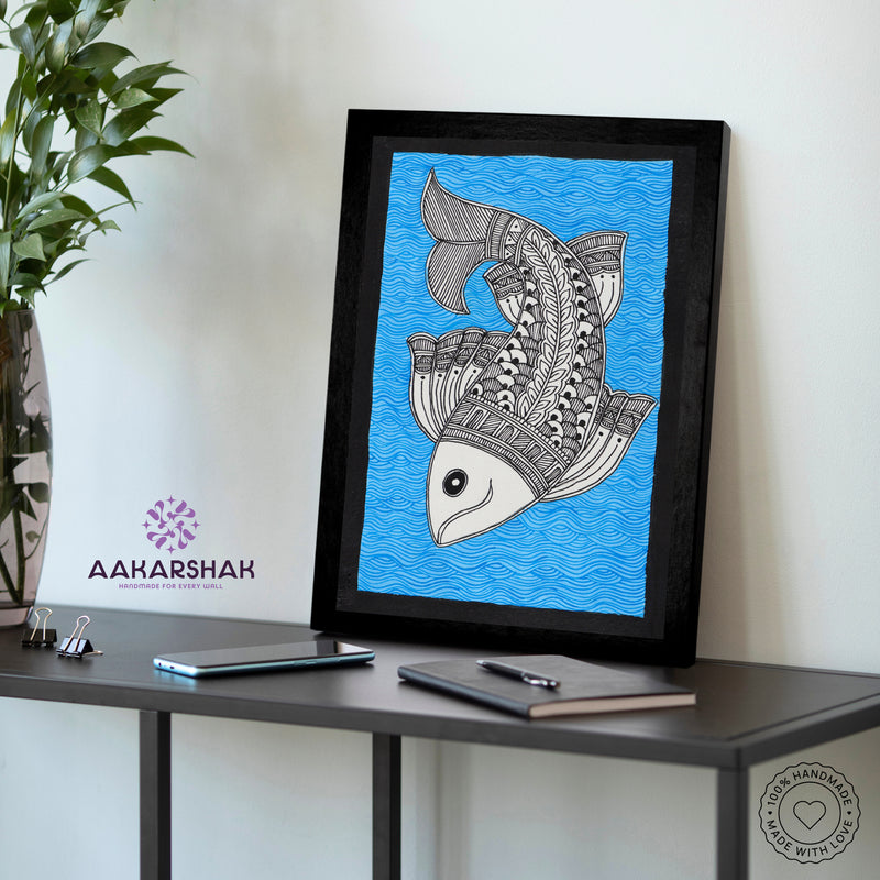 vibrant handmade fish painting-depicting indian folk traditions