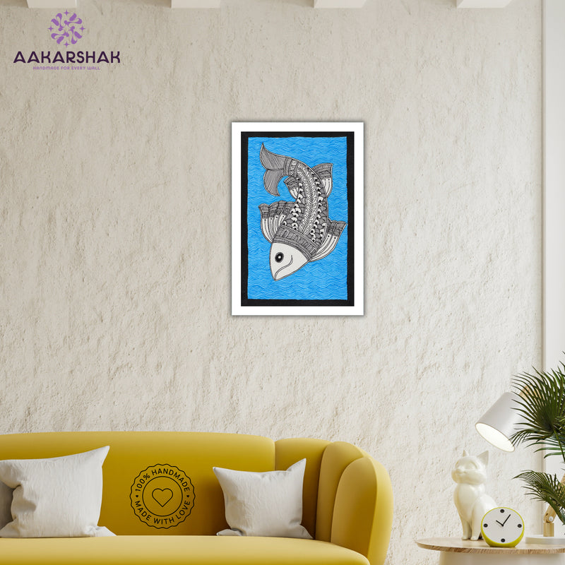 vibrant handmade fish painting-depicting indian folk traditions