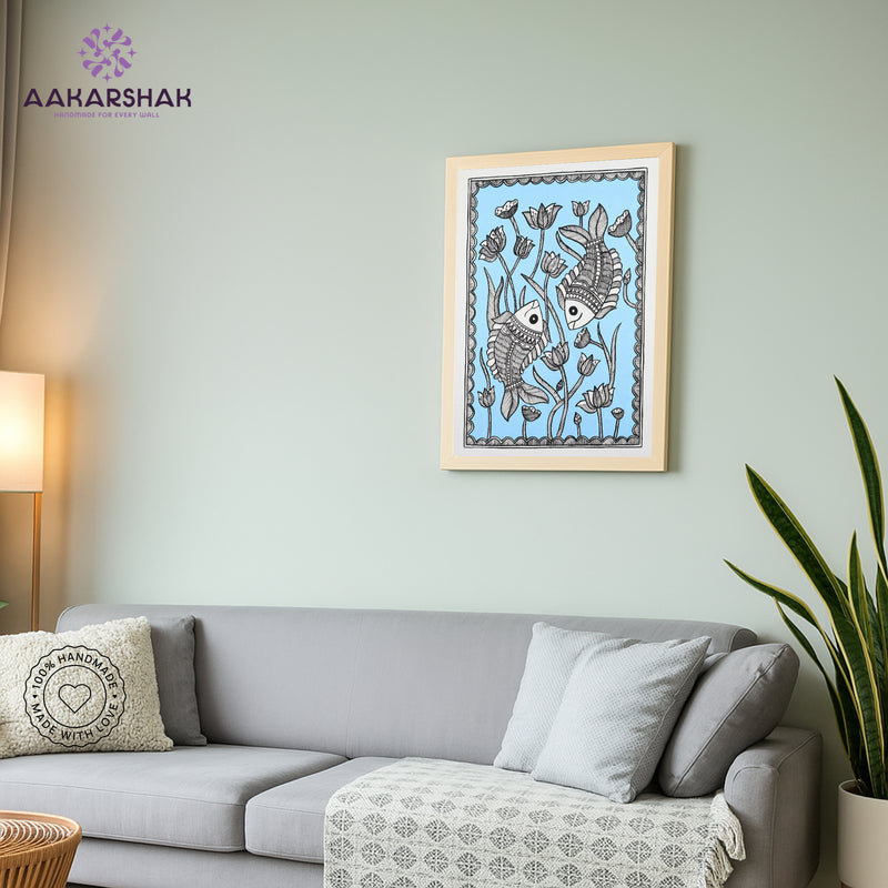 vibrant handmade fish painting-depicting indian folk traditions