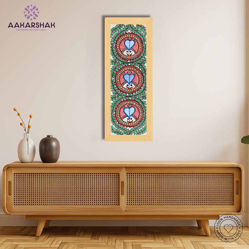 Framed artwork with fish design -handmade madhubani painting for home decor
