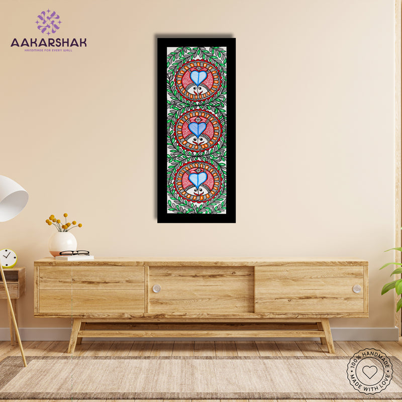 Framed artwork with fish design -handmade madhubani painting for home decor
