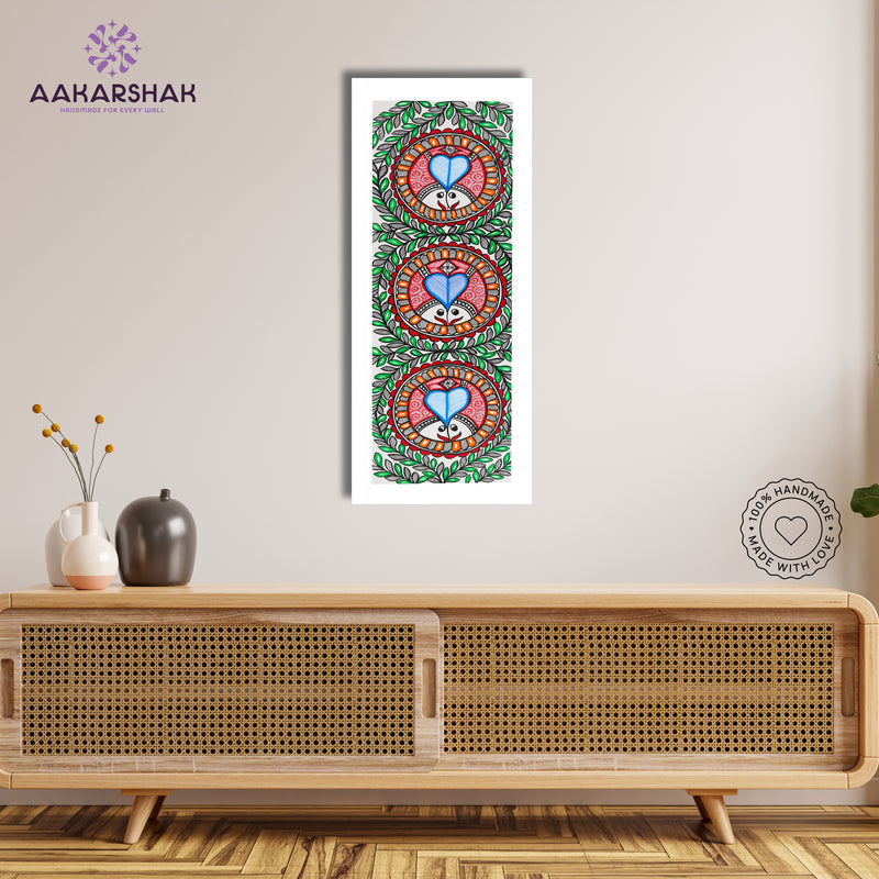 Framed artwork with fish design -handmade madhubani painting for home decor