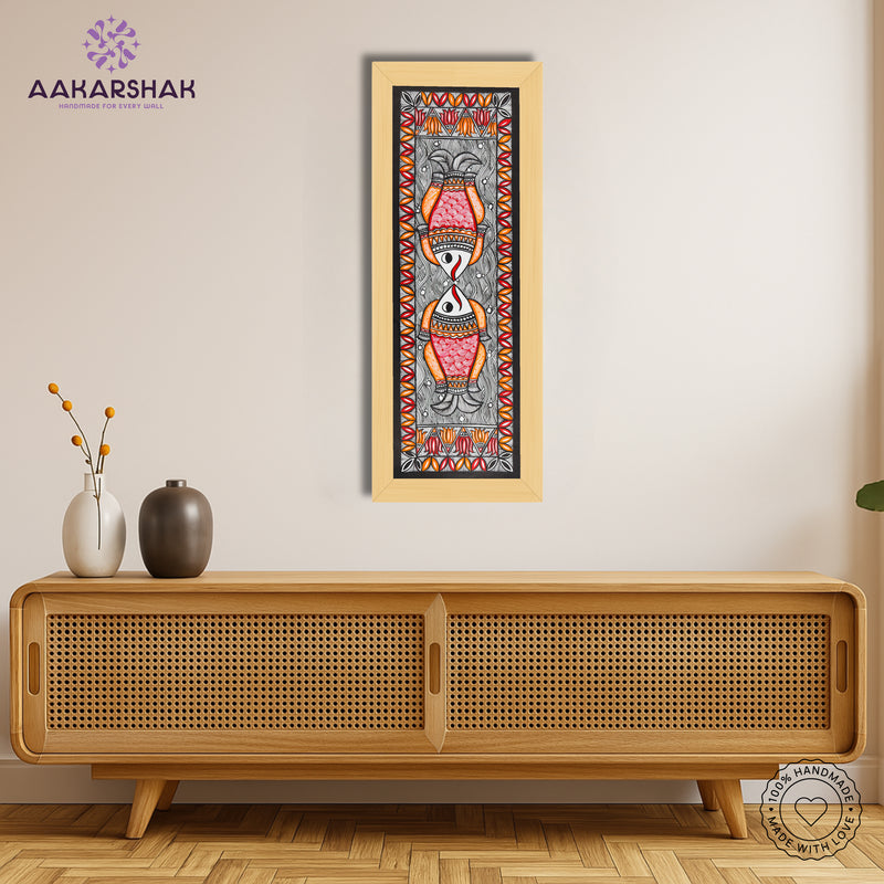 Framed artwork with fish design -handmade madhubani painting for home decor