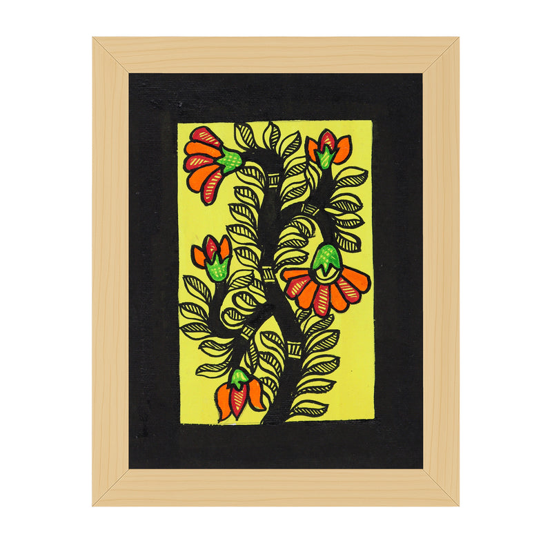 handmade madhubani painting flower-in vibrant traditional folk art style